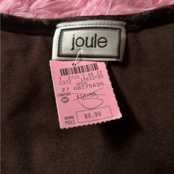 NWT Joule (G & G brand) sz S chocolate brown short sleeve crushed velvet top - Picture 4 of 6